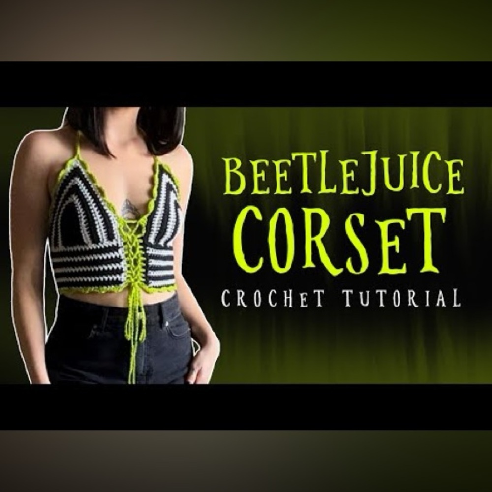 Handmade Beetlejuice Corset - Medium - adjustable neck, front, and back corset